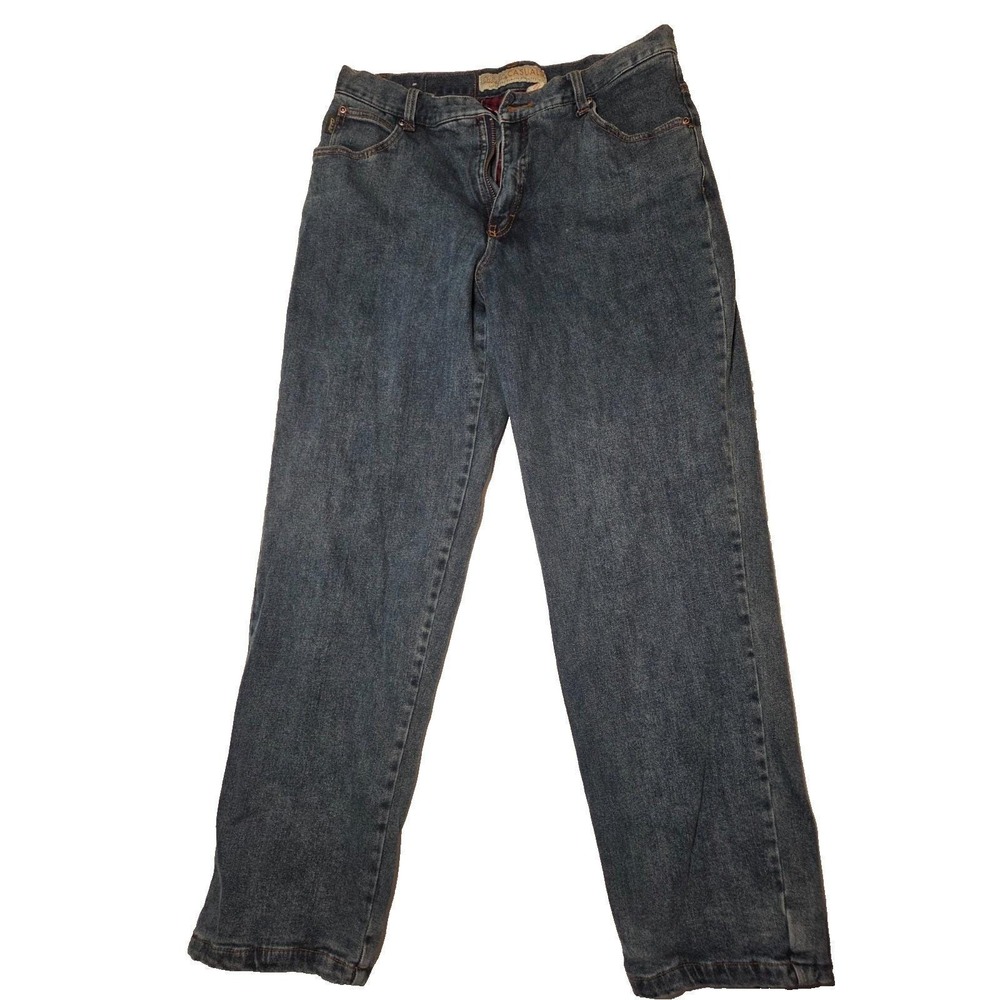 Vintage‎ Cabelas Jeans Womens 14 Blue Denim Dark Wash Flannel Lined Straight Leg